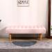 Pink Velvet Upholstered Bench Channel Tufted Bedroom Ottoman with Wood Legs Home Furniture (Pink)