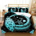 2/3 Pcs Home Textiles Sea Turtle Painting Black and Blue Highend Duvet Cover Set Home Bedclothes Full (80 x90 )