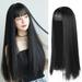 Huaai Hair Extensions Women Black Hair Soft Girls Realistic Fake Headgear Wig Lady Black Long Hair Soft Girl Realistic Headwear Japanese Air Temperament Facial