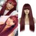 Huaai Fashion Women s Long Straight Hair Hai Wine Red Hair Extension Mechanism Rose Net Mechanism Straight Fashion Lady Hair Wine Red Rose Wig Net Long Wig