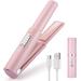 Cordless Hair Straighteners Curler 2 in 1 Mini Portable Travel Wireless Flat Iron Fast Heat Up Anti-Scald 3-Level Straightener for Swift Smooth and Glossy Hair Type-C Rechargeable (Pink)