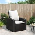 moobody Patio Reclining Chair with Cushions Black Poly Rattan