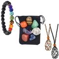 Yoga Stone Empty Stones Holder Crystal Necklace Hanging Pendant Locket Beads Cord