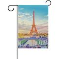 SKYSONIC Garden Flag Eiffel Tower and Fountain Double-Sided Printed Garden House Sports Flag - 28x40in -Decorative Flags for Courtyard Garden Flowerpot