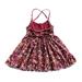Baby Girls Cotton Summer Dress Off-shoulder Backless Floral Print Sleeveless Casual Party Vintage Toddler Dresse