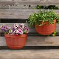 Nvzi 2Pcs Resin Wall Planters Hanging Flower Plant Pots Vertical Wall Mount Planter Pot Flower Basket for Railing Fence Wall Window Balcony Brick Red