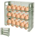 Austok 30 Grids Flip Egg Holder for Refrigerator 3-Tier Flip Egg Box with Timing Function Flipping Egg Storage Container Large Capacity Egg Dispenser Space Saving Egg Storage Rack Egg Storage Tray