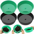 Adifare 4 Pcs Garden Sieve Soil Sifter Reusable Rock Sifter Pan Plastic Garden Mesh Sieve Round Mesh Sifting Pan for Small Gravel Soil Sand Filtering