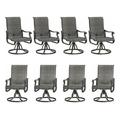 ELPOSUN Patio Swivel Chairs Set of 8 Outdoor Dining Chairs High Back All Weather Breathable Textilene Outdoor Swivel Chairs with Metal Rocking Frame for Lawn Garden Backyard Deck Dark Gray