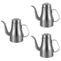 Set of 3 Stainless Steel Oil Pot Olive Oil Practical Oil Dispenser Accessories for Bar Metal Tea Pot Oil Container