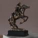 Bronze Finish Electroplated Western Riding A Rearing Horse Statue Figurine