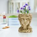 Herrnalise Head Planter Face Flower Pot Goddess Statue Planter Decorative Girl Portrait Planter Indoor Outdoor Girl Face Flower Vase Container Planter