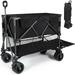 Lineslife Collapsible Double Decker Wagon 450lbs Heavy Duty Extender Wagon Cart with All-Terrain Wheels for Camping Shopping Outdoor Sport