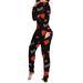 Women s Button-Down Print Functional Buttoned Flap Adults Romper Jumpsuit All Pajamas Women Bell Bottom Suit plus Size for Women