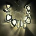 GERsome Valentine s Day Wooden Heart String Lights LED Fairy Lights Hanging Wood Love Lights Lamp Battery Operated Valentine s Day Decorations for Bedroom Festival Birthday Wedding