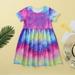 Whlbf Kids Clothing Clearance Toddler Baby Kids Girls Tie Dyed Dress Princess Dresses Casual Clothes