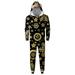 Virmaxy Matching Family Christmas Hooded Pajamas Sets Men Snowflake Printed Elastic Cuffs Zip Up Jumpsuit With Cute Elk Hat Black M