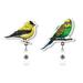 WIRESTER Set 2pcs Design Acrylic Key Card Holder Belt Clip Reel Id Badge Retractable - American Goldfinch Bird & Budgie Parakeet Bird