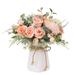 YILIYAJIA Artificial Rose Bouquets with Ceramics Vase Fake Silk Rose Flowers Decoration for Table Home Office Wedding