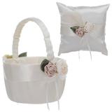 2 Sets Ring Pillow Flower Basket Set Garland Flower Basket for Wedding Rustic Decor Wedding Basket Wedding Supplies