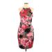 Alexia Admor Casual Dress - Sheath Halter Sleeveless: Red Floral Dresses - Women's Size Large