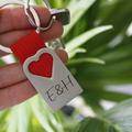 Personalised Heart Metal Keyring For Valentine's Day