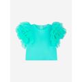 Mama Luma Girls Organza Flared Shoulder Blouse In Green Size 11 - 12 Yrs