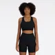 New Balance Women's NB Sleek Medium Support Pocket Zip Front Bra in Black Poly Knit, size Large