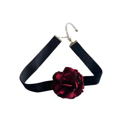 Women's Floral Rosette Choker by ELOQUII in Burgundy (Size NO SIZE)