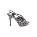 White House Black Market Heels: Slingback Platform Casual Gray Print Shoes - Women's Size 7 1/2 - Open Toe