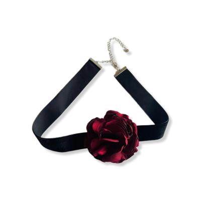 Plus Size Women's Floral Rosette Choker by ELOQUII in Burgundy (Size NO SIZE)