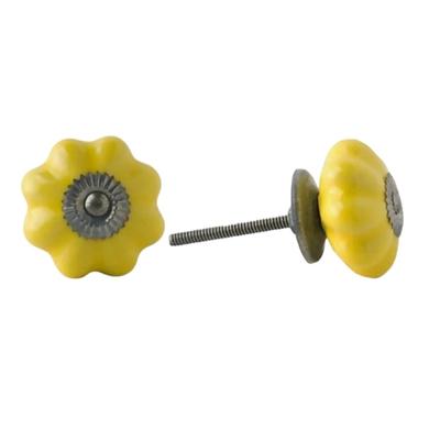 Anthropologie Other | Anthropologie Knobs Yellow Ceramic 8 Melon Pulls Antique-Looking Zinc Art Deco | Color: Yellow | Size: Os