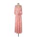 Haute Hippie Casual Dress - A-Line V Neck 3/4 sleeves: Pink Dresses - Women's Size Small