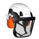 SOVOS S3200 Forestry Chainsaw Helmet With Chin Strap (White), 28SNR Ear Defenders & HD Metal Mesh Visor