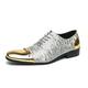 Oxford Shoes for Men Lace Up Cap Toe Golden and Silver Two Tone Patchwork Faux Leather Low Top Non Slip Rubber Sole Classic (Color : Golden and Silver, Size : 9.5 UK)