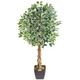 Christow Artificial Ficus Tree, Fake Weeping Fig House Plant for Home Decoration, Lifelike Variegated Leaves, Natural Wooden Trunk with Twists, Weighted Pot, Indoor Outdoor (120cm / 4ft)