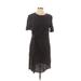 H&M Casual Dress High Neck Short sleeves: Gray Print Dresses - Women's Size 14