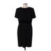 Talbots Casual Dress - Sheath Crew Neck Short sleeves: Black Print Dresses - Women's Size 12 Petite