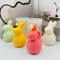 Moule à bougie en silicone 3D pour lapin de Pâques artisanat animalier résine gypse