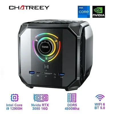 Chatreey-Mini PC Gaming Desktop Computer Nvidia 3080 16G Intel Core I9 12900H I7 12700H PCIE