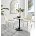 East Urban Home Elina White Marble Effect Round Dining Table & 2 Luxury Velvet Dining Chairs Upholstered/Metal in Brown/Gray/White | Wayfair