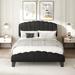 Red Barrel Studio® Aslin Platform Bed w/ Adjustable Headboard Upholstered/Velvet, Wood in White/Black | Full/Double | Wayfair