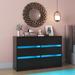 Wrought Studio™ 6 Drawer Double Dresser w/ LED Light Wood in Black | 30.2 H x 47.24 W x 15.75 D in | Wayfair 7639907AEA8B475CB7DA2D4AC467EAAD