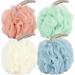 Loofah Sponge Shower Loofahs 50g Bath Sponges Mesh Balls 4 Colors for Body Wash Back Scrubber Bathroom Men Women - 4 Pack Scrubber Cleaning Bathing Accessories