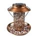 Dengmore Solar Bird Feeders for Outdoors Metal Wrought Iron Hanging Bird Feeders Solar Backyard Garden Lantern Light Decoration Garden Yard Decor Solar Light for Gifts House