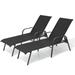 Pellebant Set of 2 Outdoor Chaise Lounge Steel Patio Chairs in Black