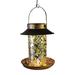 Penkiiy Solar Bird Feeder for Outdoor Hanging Garden Lantern Metal Wild Birdfeeder for Cardinals Metal Decor Lanterns as Gifts for Mom Grandma Women