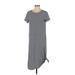 A.P.C. Casual Dress - Shift Crew Neck Short sleeves: Gray Print Dresses - Women's Size Small