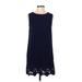 Monteau Casual Dress - Mini: Blue Solid Dresses - Women's Size Medium