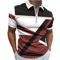 Fanxing Mens Summer Slim Fit Contrast Color Stitching Stripe Short Sleeve Polo Casual T-Shirts Hawaiian Golf Polo Shirt Tops Summer Savings Wine L